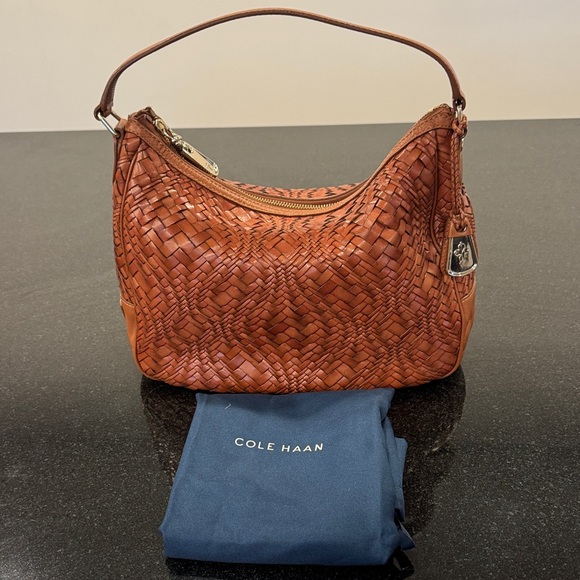 Cole Haan Woven Leather Shoulder Bag - Tan - Picture 1 of 4